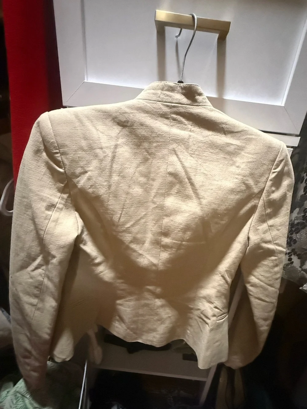 NWT! Lioness Cropped Collarless Jacket in Light Tan